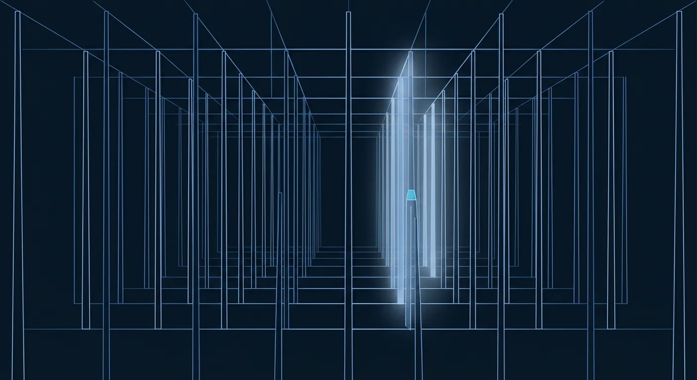 Abstract navy image with a single lit column